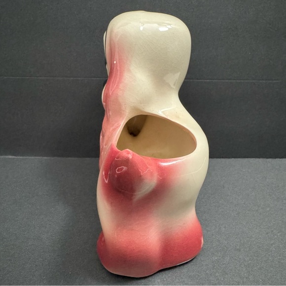 Vintage Cocker Puppy Big & Sad Eye Dog Ceramic Planter, Ivory And Pink, 5” Tall - Picture 4 of 8